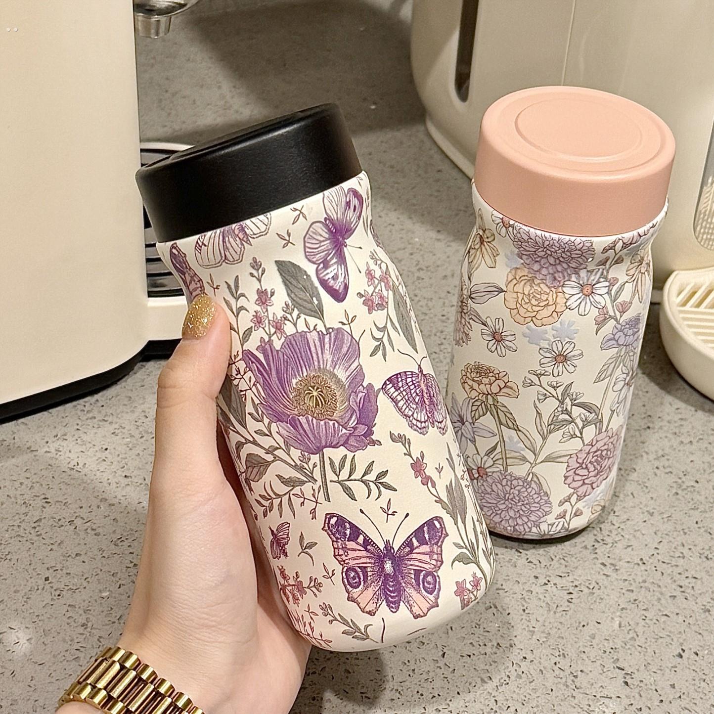 覆古保温杯女士高颜值2025新款316不锈钢水杯小巧便携杯子ins风