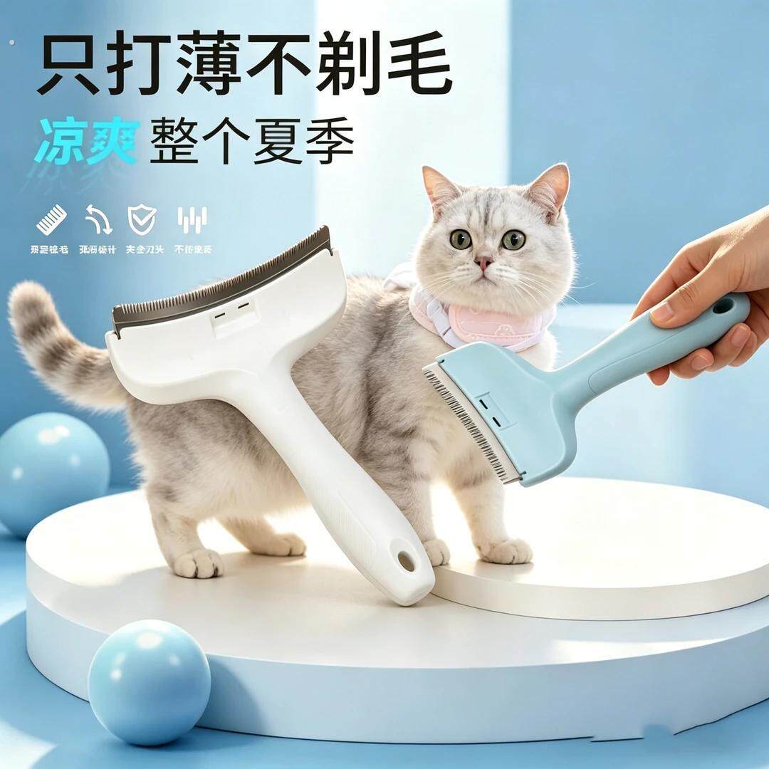 【升级钢齿】猫咪狗狗梳毛清理神器宠物底绒开结去浮毛打薄梳子清