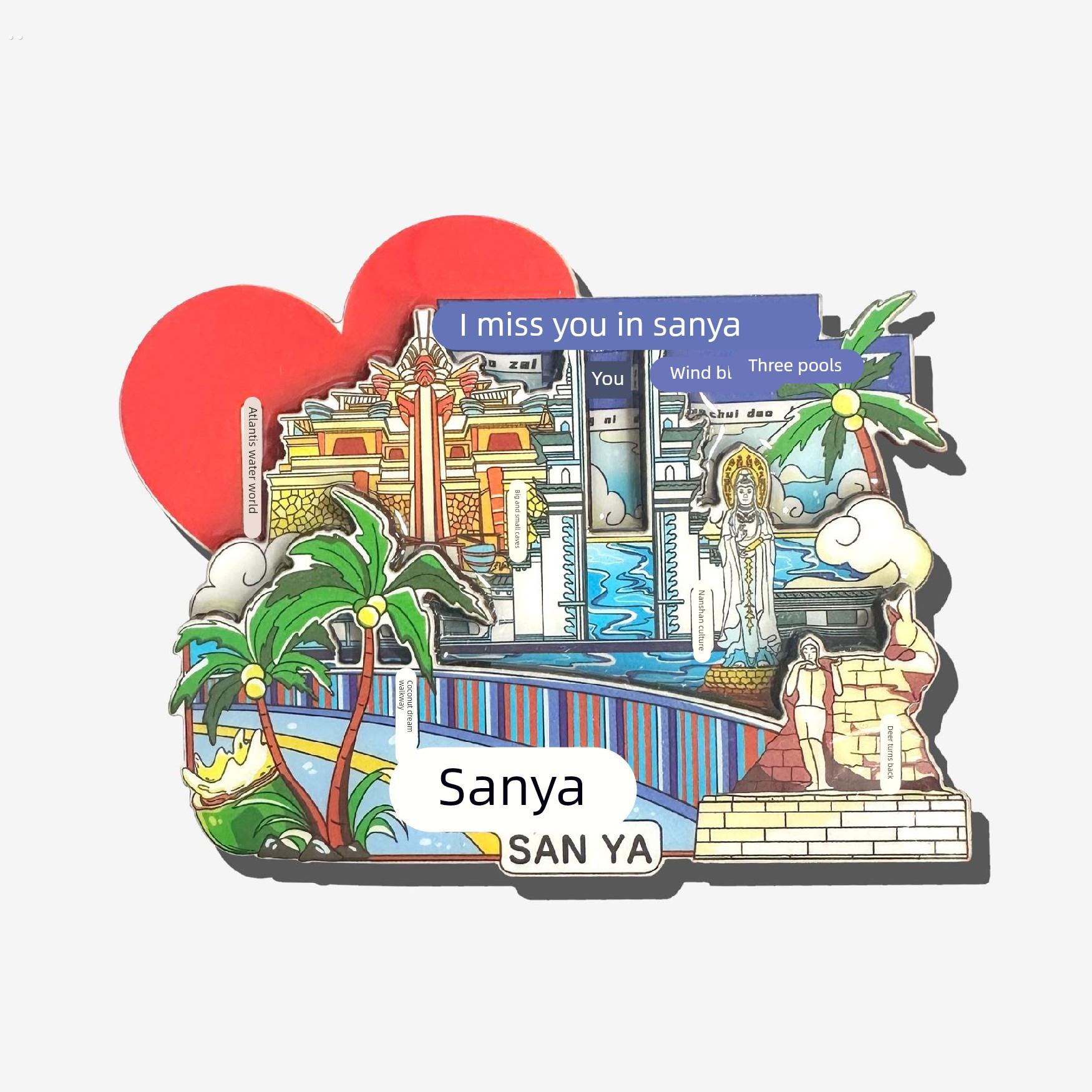 海南三亚冰箱贴海口城市旅游纪念品文创冰箱贴磁贴立体磁吸冰箱贴