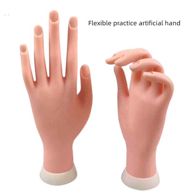 指甲油胶练习工具假肢手橡胶手模型插入指甲板显示站立手指可弯曲
