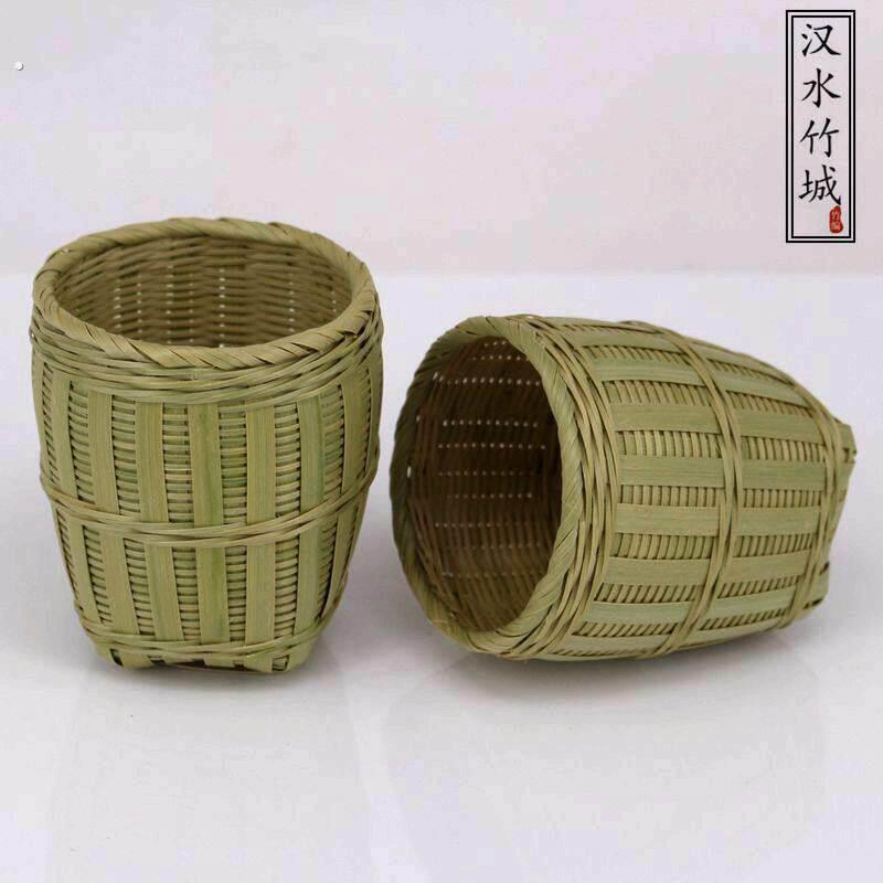 手工竹编迷你小箩筐茶漏滤茶器竹青皮精编竹篓创意把玩收藏工艺礼