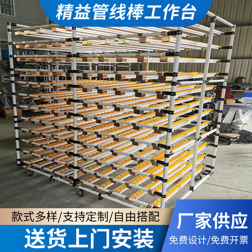 厂家供应精益管线棒物料架线棒滑轨式货架物料周转架物流分拣货架