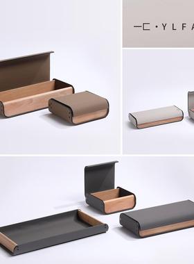 一匚现代轻奢皮革收纳盒 样板房售楼处衣帽间梳妆台收纳盘摆件