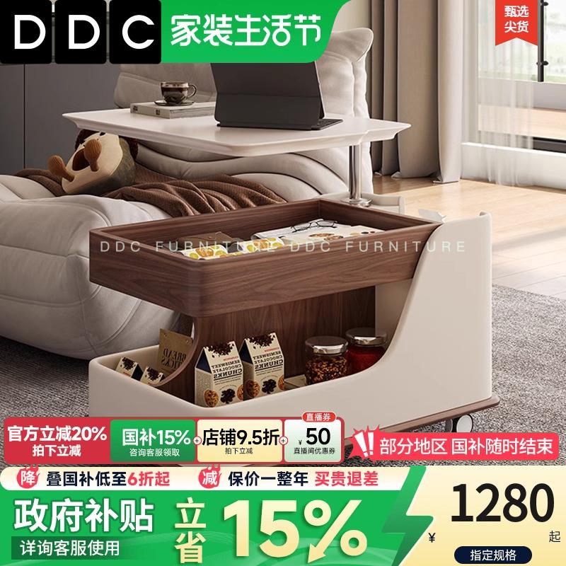 DDC中古风可移动边几推拉小车茶几复古侧边柜2025新款沙发边柜