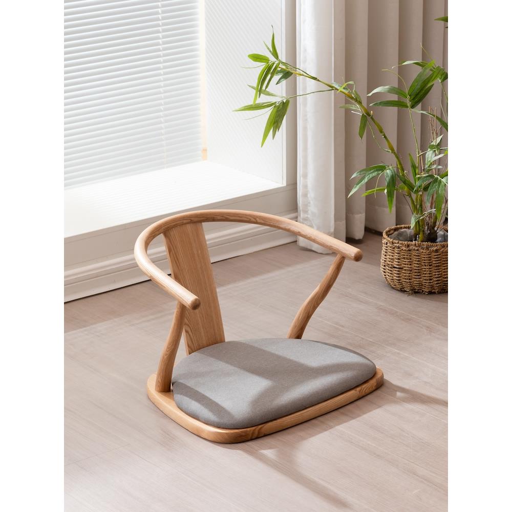 Wabi-Sabi风格榻榻米座椅床靠背椅凸窗椅日式椅实木无脚凳扶手茶