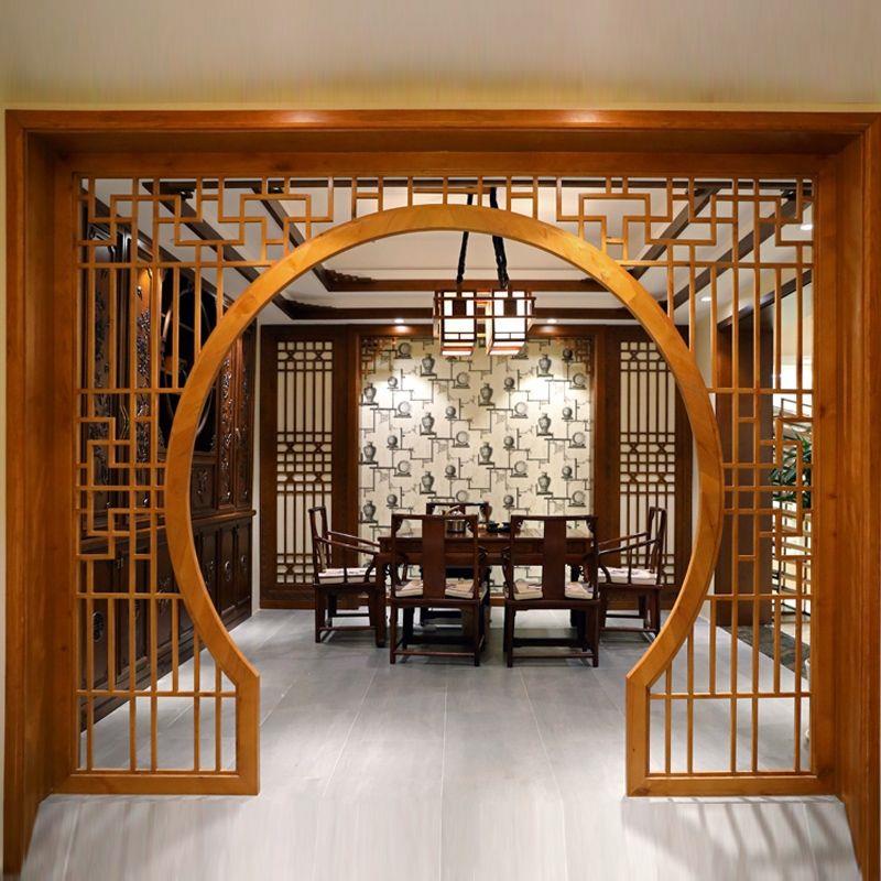 宋氏美学实木花格月洞门客厅隔断博古架月亮门圆形拱门玄关月亮门