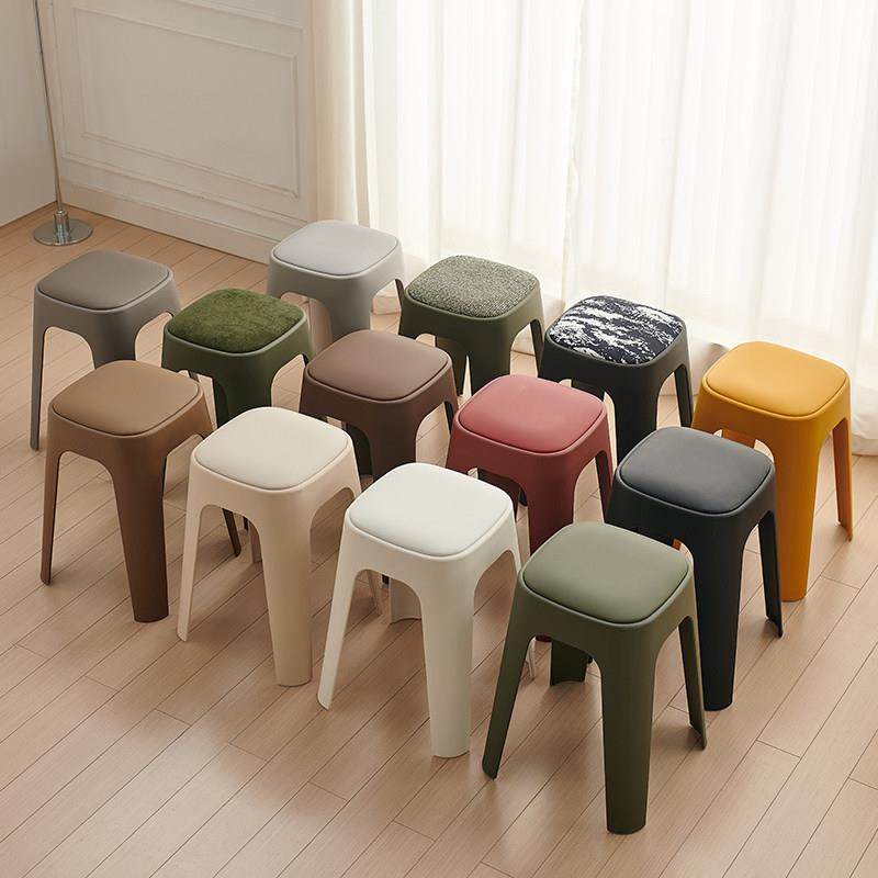 塑料凳子家用可叠放软包方凳现代轻奢高板凳结实耐用客厅餐桌椅子,住宅家具,其它凳子,淘宝优惠券,粉丝福利购,淘宝优惠卷