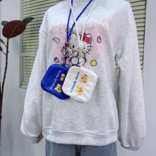 卡通可爱挂脖零钱包帆布迷你硬币卡包耳机饭卡身份证卡套收纳包小