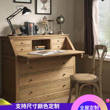 美式复古折叠秘书柜斗柜法式卧室多功能实木翻盖写字梳妆台一体