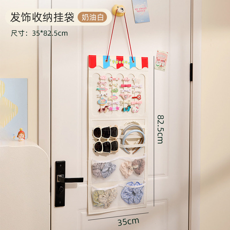 家用发饰收纳挂袋壁挂发卡发箍夹首饰架大容量毛毡发圈小发夹收纳