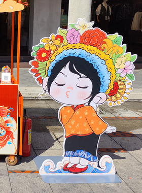 【簪花女摆件】景区商业街商场店铺门口游客网红拍照打卡装饰摆件