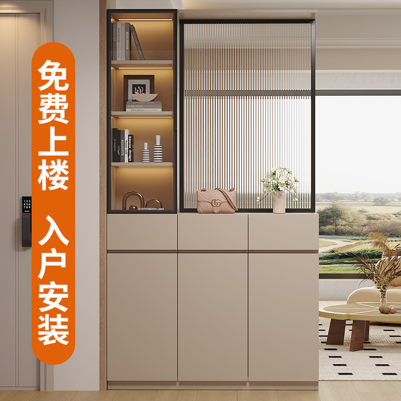 实木玄关柜入户正对门现代简约新款鞋柜置物架屏风一体客厅隔断柜