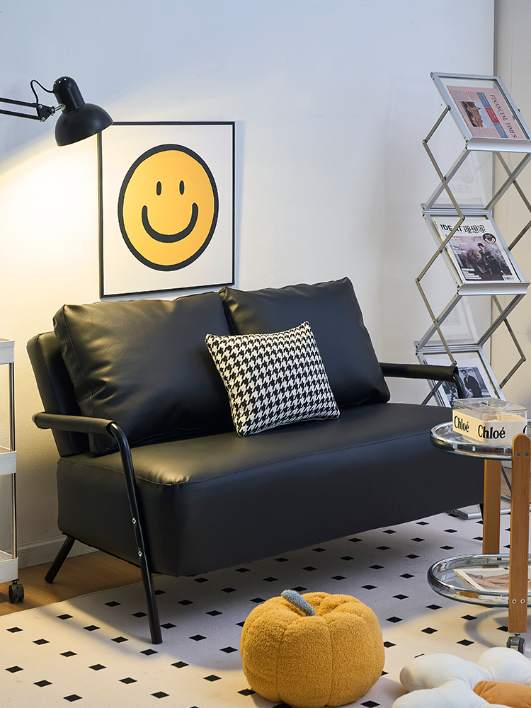 IKEA宜家沙发小户型服装店休息区黑色卡座出租房屋客厅简约铁艺皮