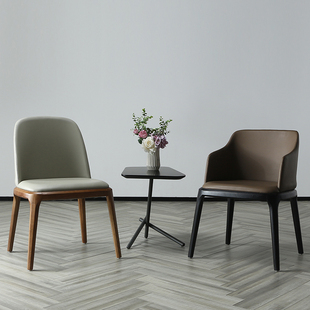 霍客森餐椅实木椅布艺椅子家用靠背有扶手椅咖啡厅坐椅阳台书桌椅