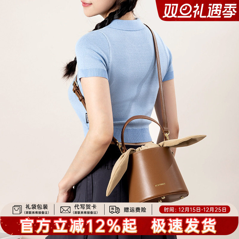 天美意真皮水桶包2025新款