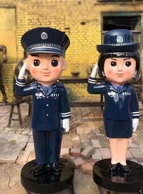 卡通消防员雕塑定制玻璃钢消防主题人物公仔消防战士英雄公园摆件