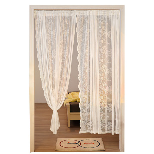 免打孔安装 蕾丝小窗户短窗帘遮挡布gr 纱帘伸缩杆门帘简易少女法式