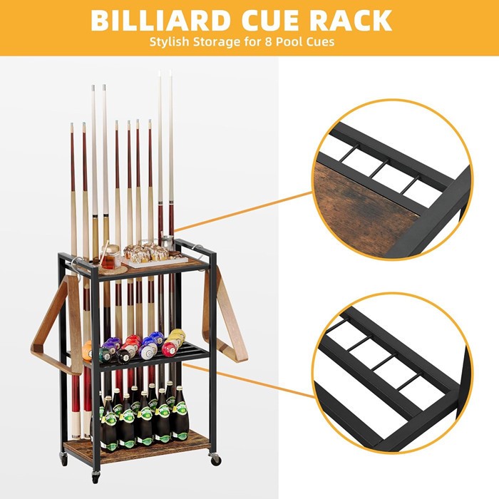 台球杆置地持有8杆和24球，台球杆架台球桌配件 台球杆收纳架KD