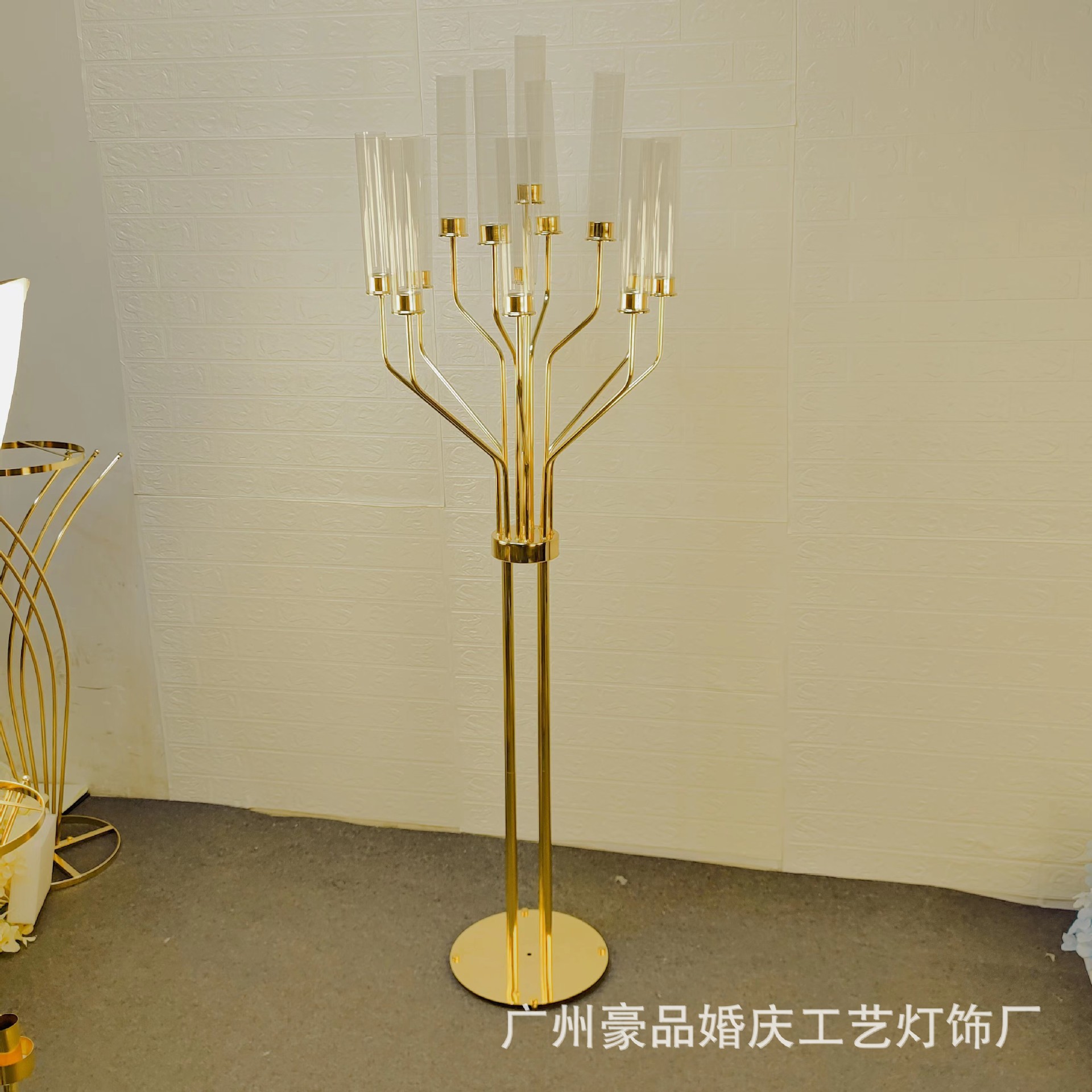 跨境13头金色富贵烛台路引婚庆装饰庆典节日装扮道具用品烛光喜庆