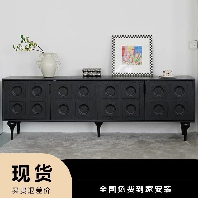 美式实木电视柜法式实木复古茶几组合简约圆脚小户型客厅视听柜子