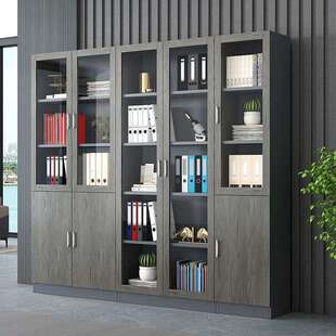 文件柜资料柜办公室柜子档案柜家用储物柜玻璃门带锁实木书柜矮柜