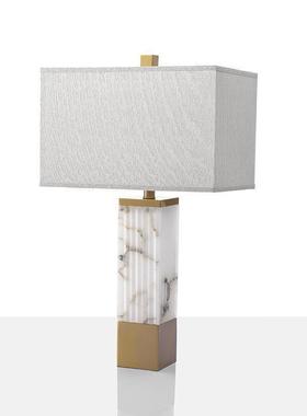 卧室简约现代复古主卧轻奢床头灯别墅客厅北欧意大利轻奢云石台灯