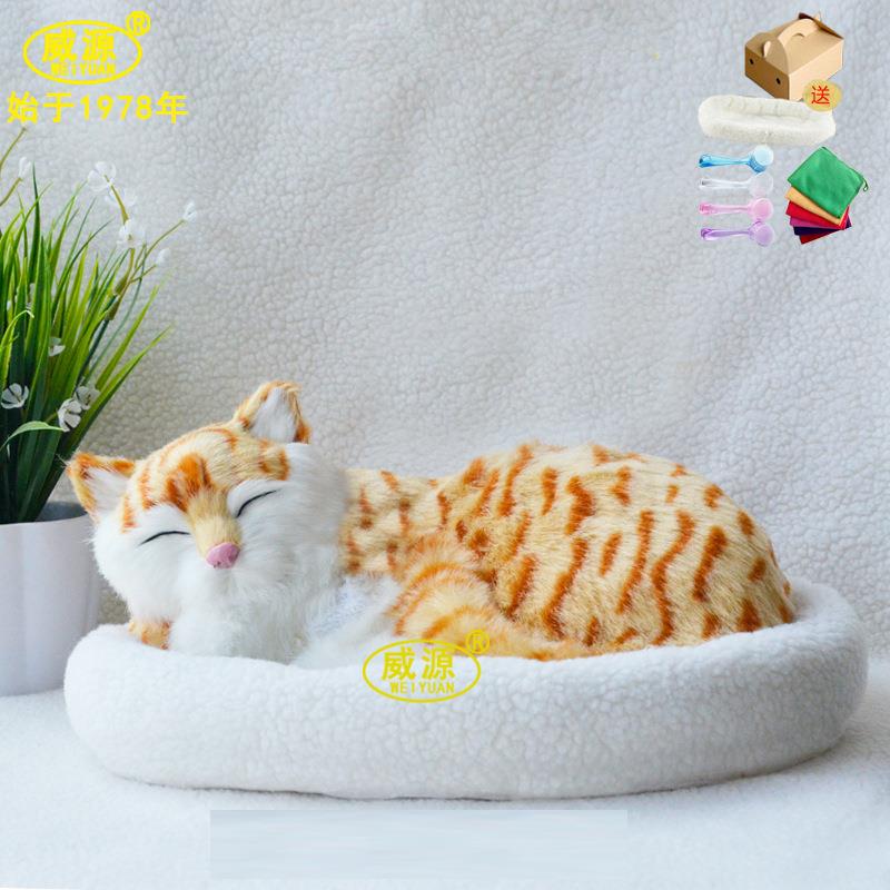 威源仿真宠物猫狗会呼吸创意家居摆件欧洲大呼吸加菲巴哥WY427
