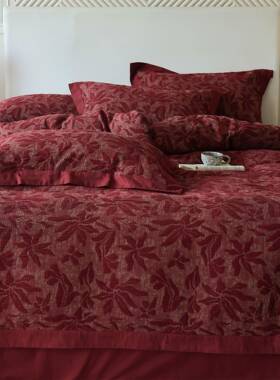 意法风渐变金丝色织全棉立体浮雕四件套60支提花加密水洗棉婚庆