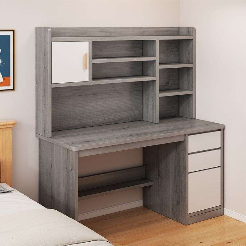书桌书架一体桌子带书柜简约家用卧室学生学习写字桌子电脑桌台式