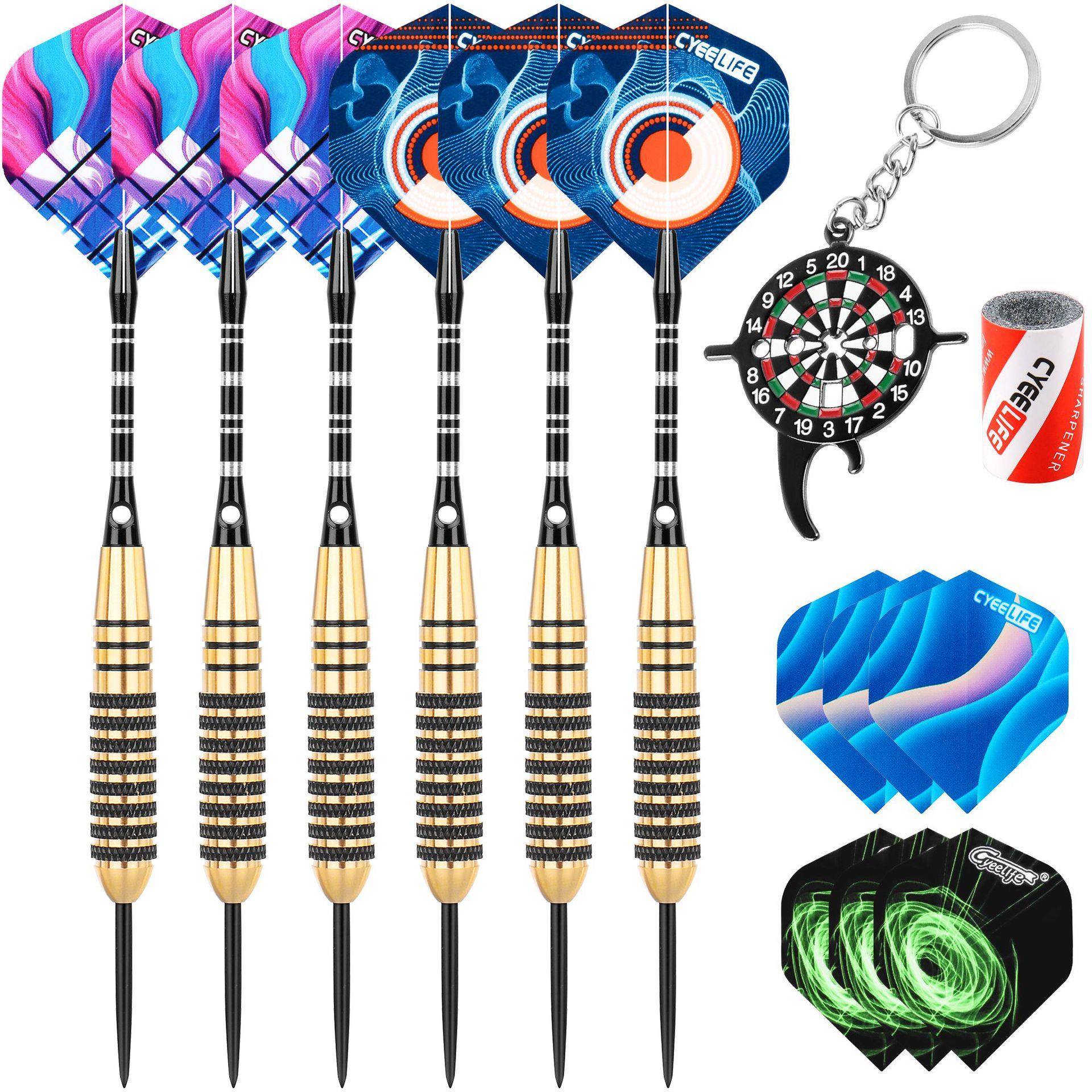 6支装纯铜针式飞镖套装手感好飞行稳定安装简易Steeldarts