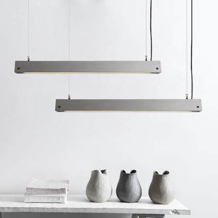 LOFT北欧工业风长条水泥吊灯创意办公室餐桌吧台T5LED装饰灯