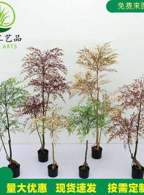 网红仿真红色绿色南天竹绿植盆栽仿真树假绿植花组合仿生摆件