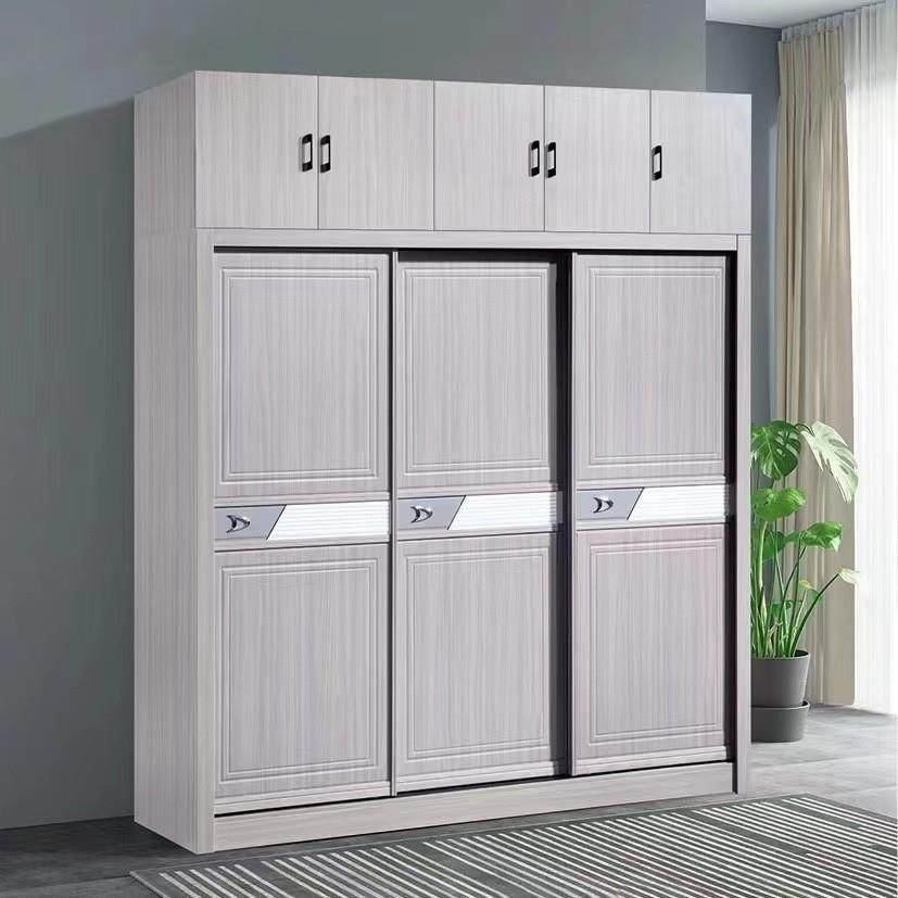 衣柜现代简约实木多层生态板衣柜收纳钉装实木衣柜家用卧室推拉门