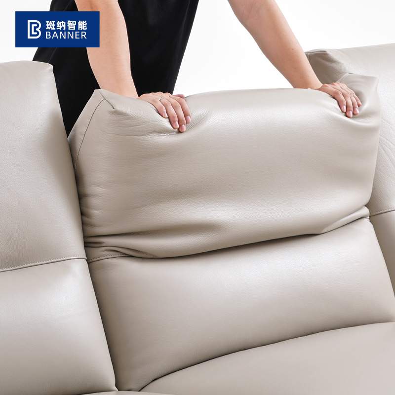 Macao意式极简客厅三人位直排大小户型电动真皮太空功能舱沙发