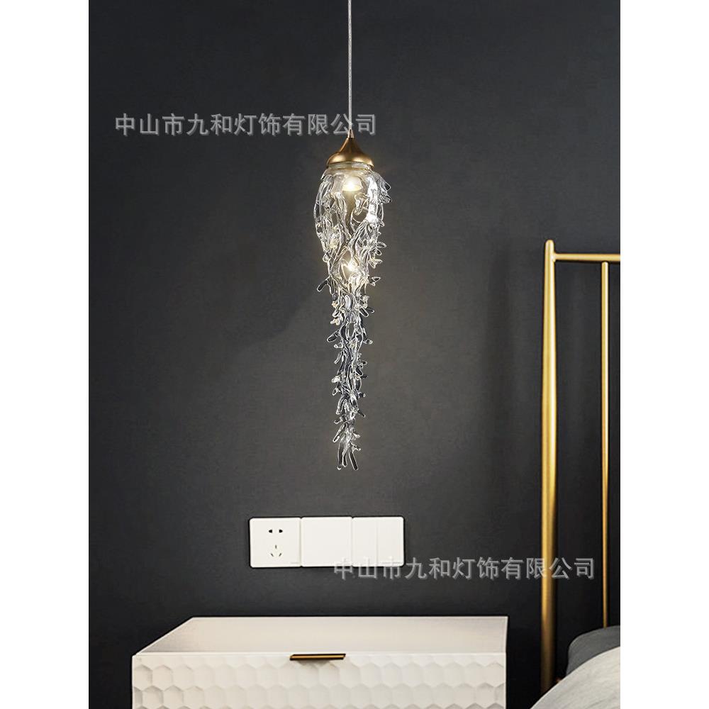 水晶吊灯简约现代设计师创意清光笼子复式楼客厅灯轻奢别墅楼梯灯