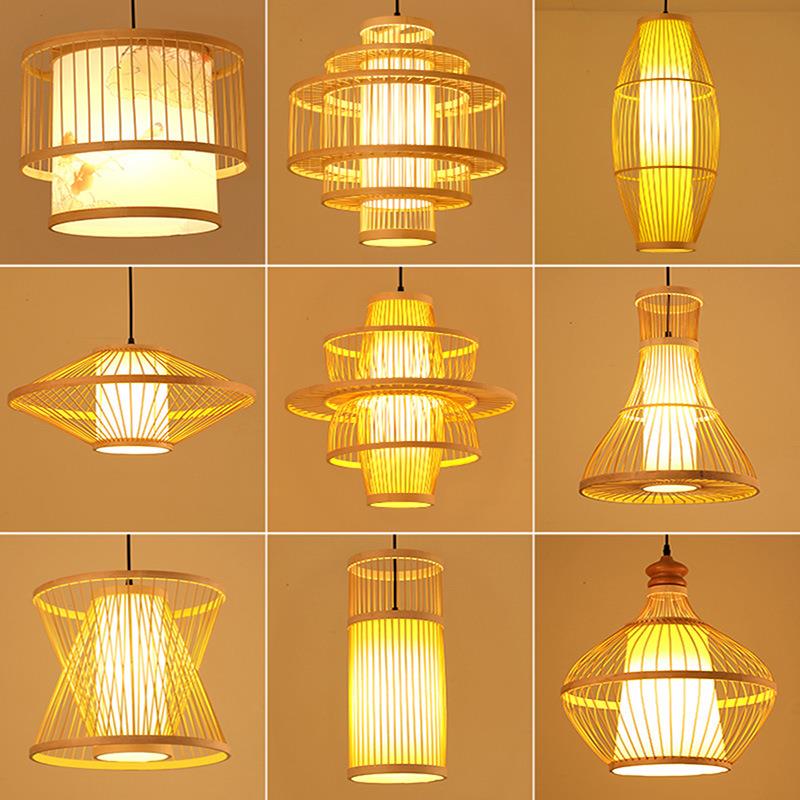 竹艺竹编灯新中式禅意茶室民宿吊灯创意餐厅饭店火锅店竹灯笼吊灯