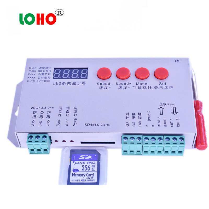 K-1000C全彩内外控控制器 2048点控全彩带SD卡编程控制器T-1000