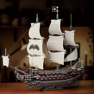 黑珍珠玛丽号航海船舶模型拼搭小颗粒积木创意摆件海盗系列玩具