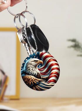 跨境美国独立日国旗老鹰亚克力包包钥匙扣挂件车载后视镜挂件挂饰