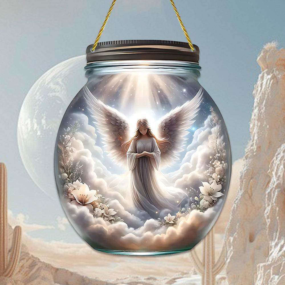 亚马逊爆款带翼白色高贵天使亚克力梅森瓶客厅卧室墙壁挂件窗饰品