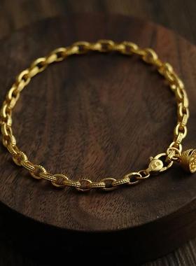 椭圆吉字金色手链高质感个性潮流复古精致小众简约手链