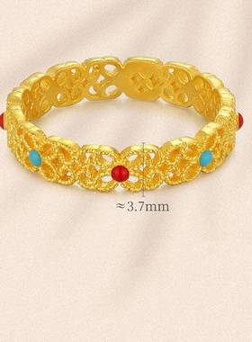 复古简约黄金色花丝珐琅戒指镂空轻奢百搭小众时尚精致指环女戒指