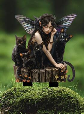 跨境万圣节黑猫黑色精灵仙子波西米亚仙风花园装饰桩多功能防水