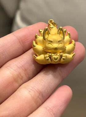 小众设计卡通超可爱九尾狐吊坠黄金色时尚气质百搭高级潮流锁骨链
