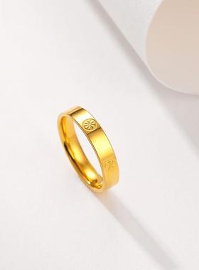 金色素圈指环光面带钻纹戒指时尚简约单调光面情侣对戒百搭气质