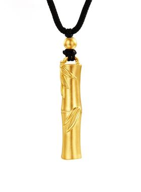 黄金色项链时尚经典古法竹叶竹节链牌小众时尚首饰艺术节节高饰品