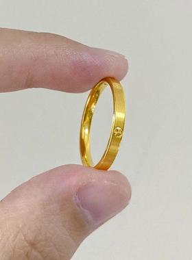 金色戒指圆点女戒轻奢高级感圆环素圈戒子结婚情侣对戒送女友礼物