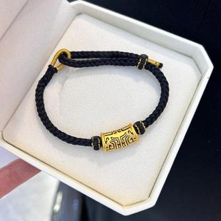 新款黄金色饕餮黑绳手链小众手工编织手绳黑金时尚简约日常百搭