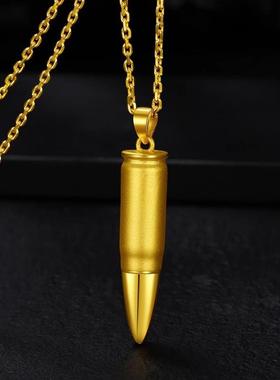 精致金色子弹头吊坠霸气气质金色男士项链个性送男友老公礼物