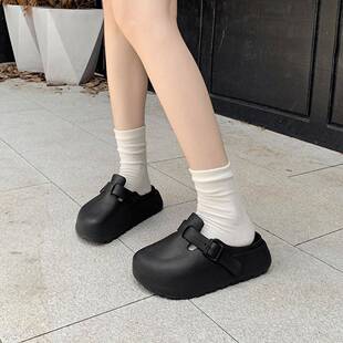 厚底拖鞋女士韩版ins潮户外EVA软底半包平底洞洞鞋凉拖鞋勃肯鞋